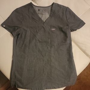 Figs Catarina Womens Scrub Top Gray XS Medical Nurse Uniform